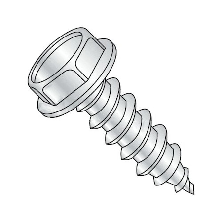 Newport Fasteners Sheet Metal Screw, #10 x 2 in, Zinc Plated Steel Flange Hex Head Slotted Drive, 1700 PK 250265-1700